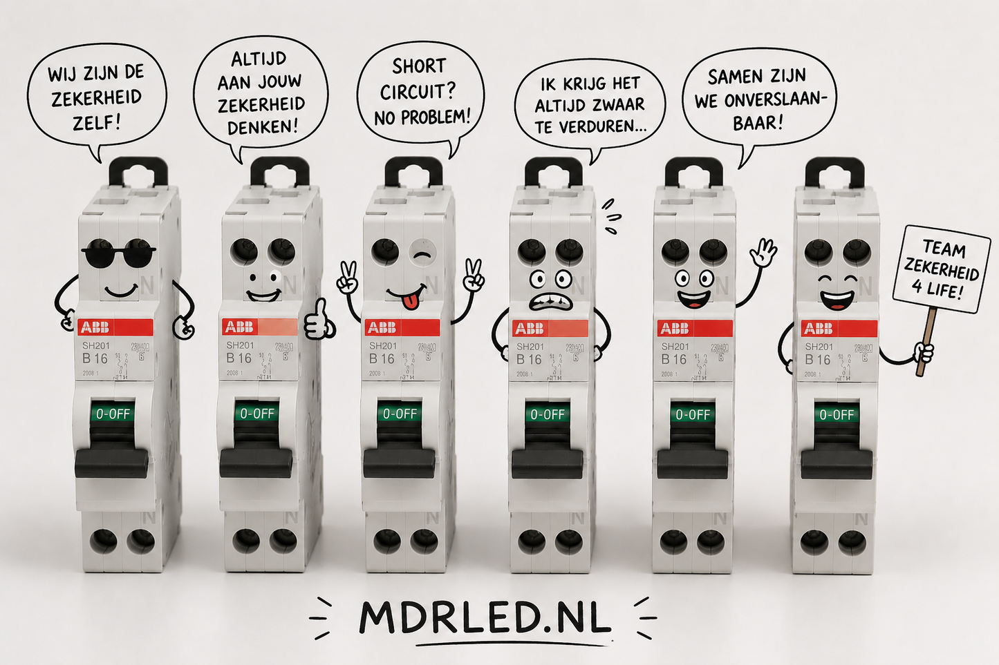 ABB B16 Installatieautomaat 1P+N 6kA Haf Serie – Set van 6