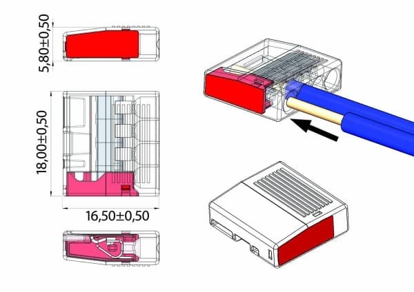 LASKLEM MINI  4-VOUDIG  PER 100 STUKS  4 x 0.5 – 2.5 mm² MDRLED®