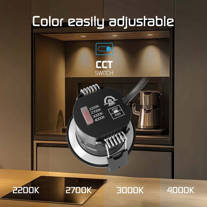 LED Inbouwspot Mimi 4W | MDRLED® | Zwart | Dimbaar | IP65 | CCT-schakelaar Actie