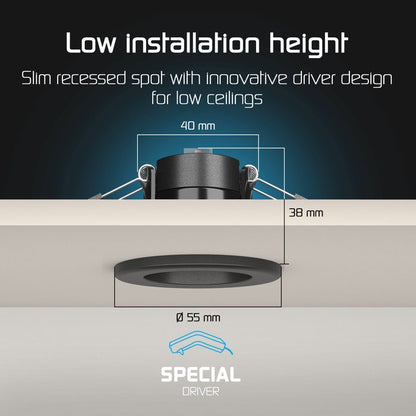 LED Inbouwspot Mimi 4W | MDRLED® | Zwart | Dimbaar | IP65 | CCT-schakelaar Actie