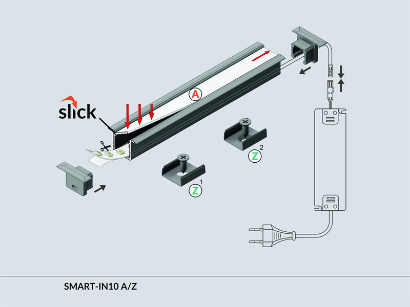 PROFIEL INBOUW SMART 10MM 2MT in/opbouw wit