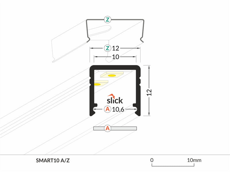 PROFIEL SMART 10MM 2MT in/opbouw