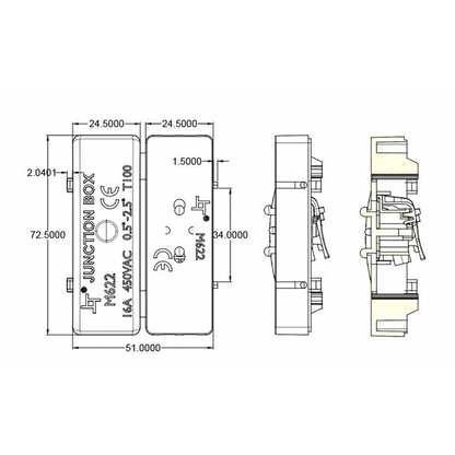 Kabeldoos met Connector 2-Aderig – Schroefloos – 16A 450V – Zwart