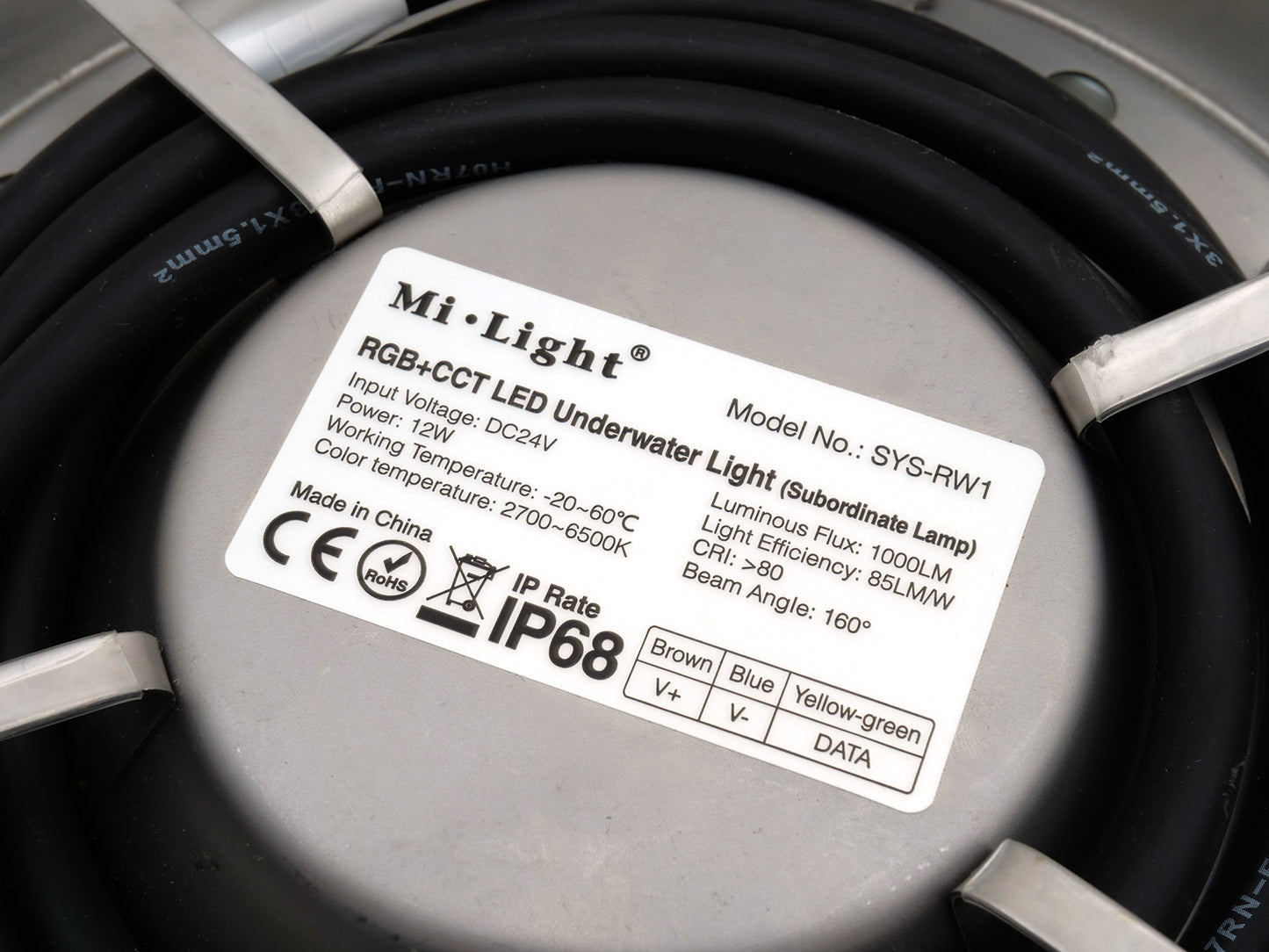 MiBoxer SYS-RW1 LED Zwembadlamp 15W RGB+CCT IP68 | 1100lm | 24V | RVS | Smart