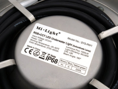 MiBoxer SYS-RW1 LED Zwembadlamp 15W RGB+CCT IP68 | 1100lm | 24V | RVS | Smart