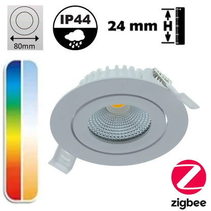 LED-Einbaustrahler SLIM-FIT 5W ZIGBEE3.0 1800K – 6500K, RGB+CCT WEISS Ø68-75mm MDR LED®