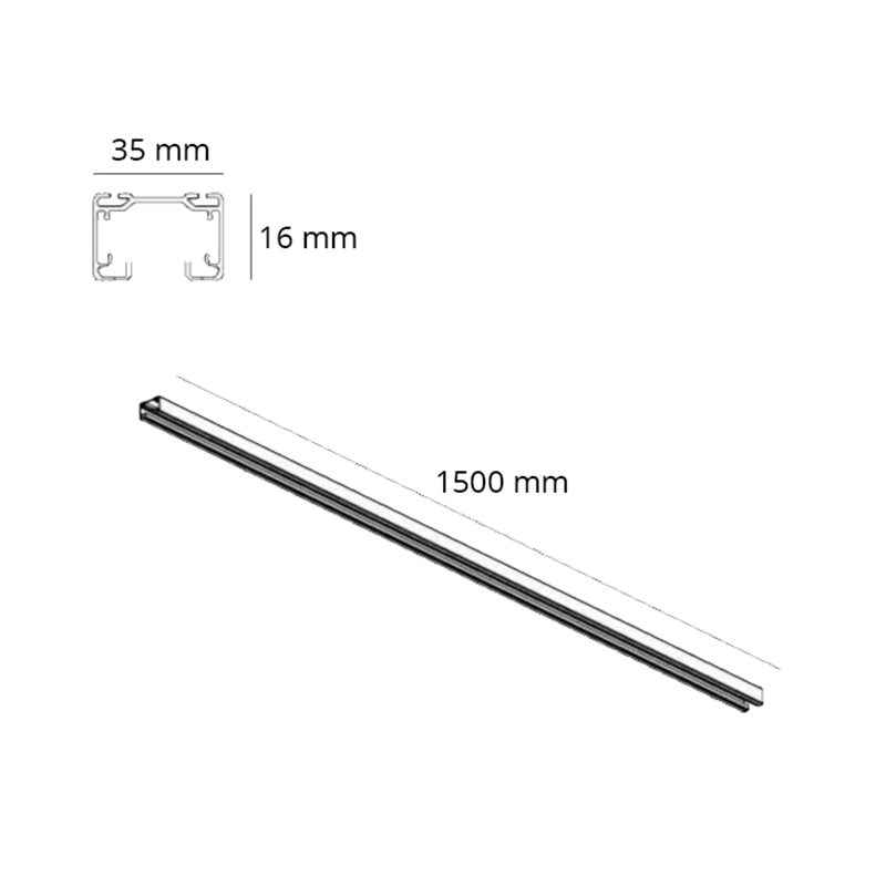 1-FASE RAIL 150CM ZWART MDRLED