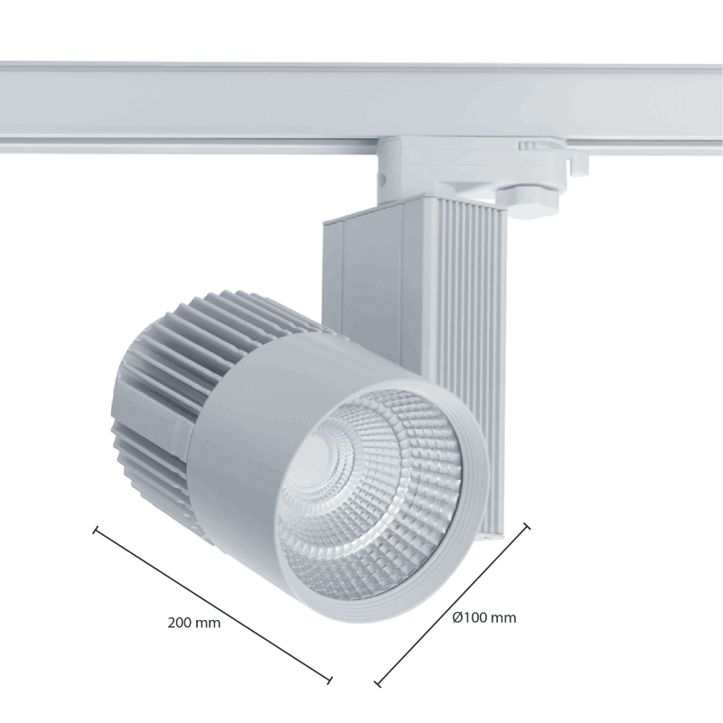 3-Phasen-Schienenstrahler 40W CRI&gt;95 Weiß 4000K MDRLED