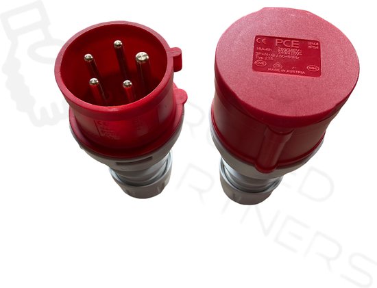 SET CEE-16 AMP koppelcontactstop IP44, 5-polig, 400V, 6H,16A / CEE stekker IP44, 5-polig, 400V, 6H, 16A