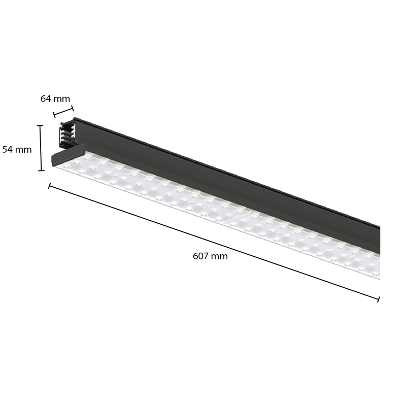 PROLEDPARTNERS® 3-FASE RAILARMATUUR 27W 60CM 3000K,4000K,5000K,&nbsp;90° ZWART.