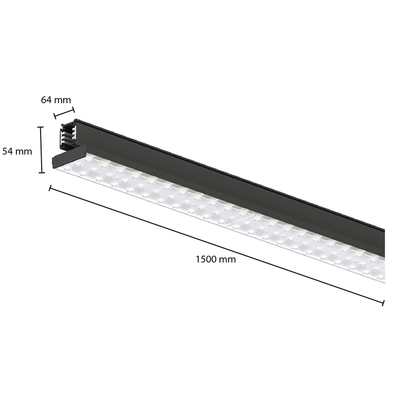 PROLEDPARTNERS 3-FASE RAILARMATUUR 3000K,4000K, 5000K 60W 150CM 90°ZWART