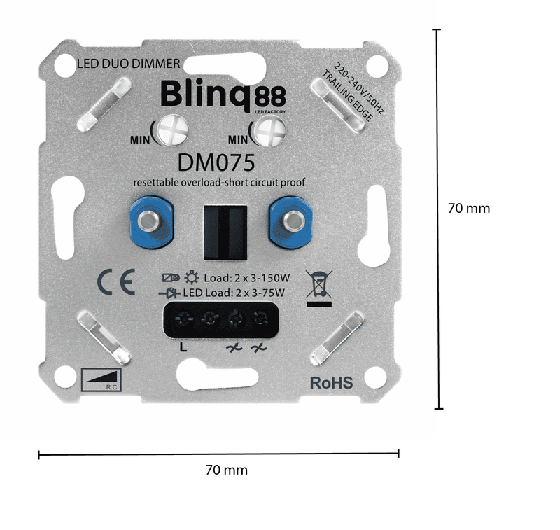 DUO DIMMER 2 x 3-75W ELEKTRONISCHE ZEKERING