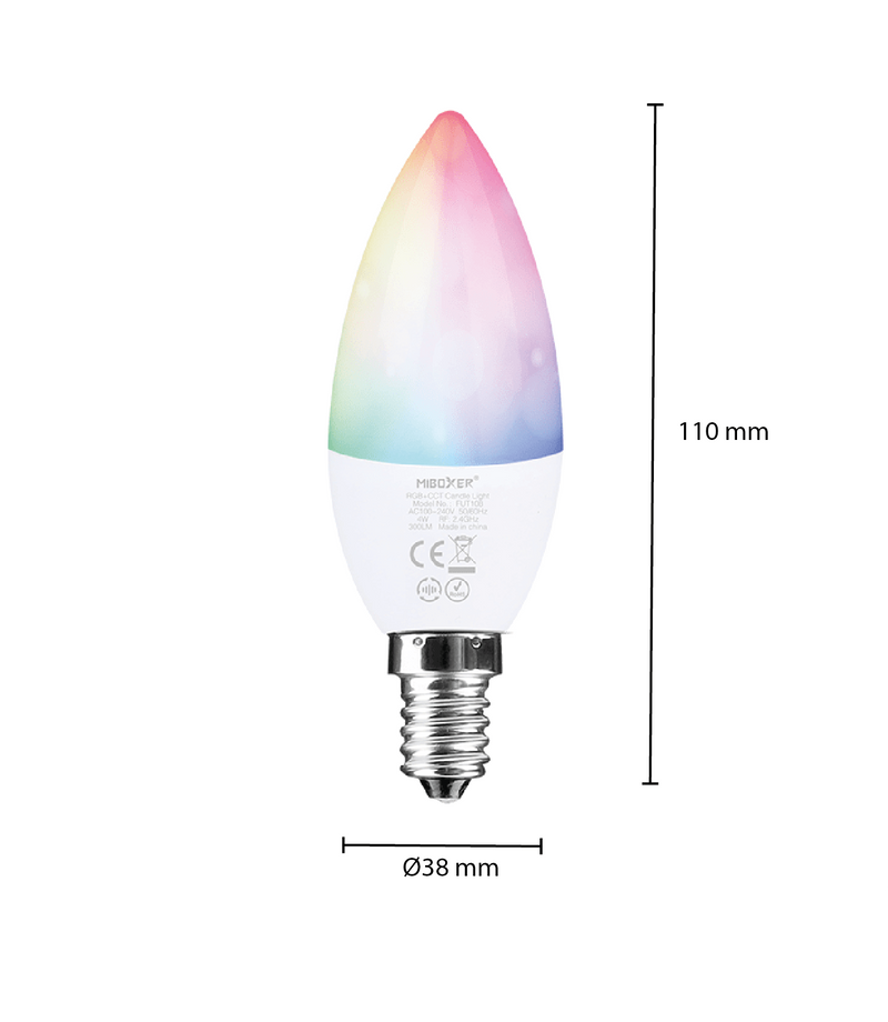 MI-LIGHT E14 LED Lamp 4W RGB+CCT - Dimbaar, 50.000 Branduren MDRLED®