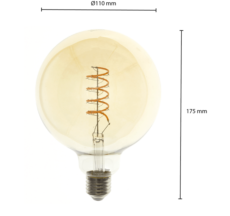 LED FILAMENT E27 GLOBE L DIMBAAR AMBER 4W MDRLED®