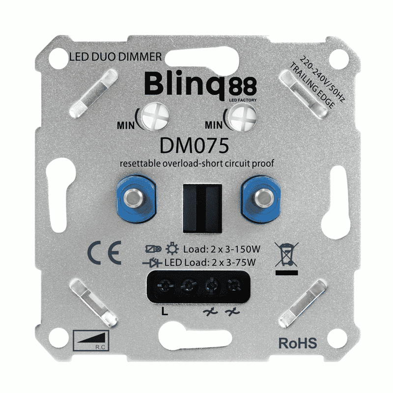 DUO DIMMER 2 x 3-75W ELEKTRONISCHE ZEKERING